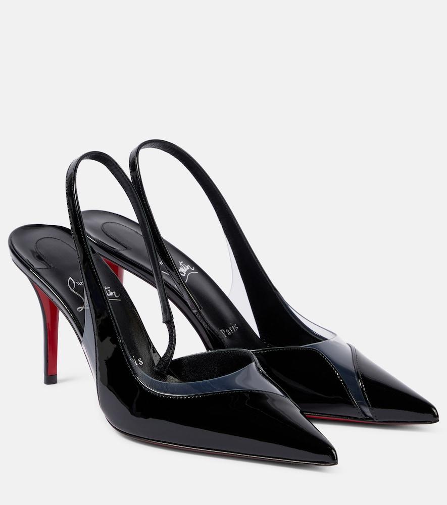 christian louboutin posticha 80 leather and pvc slingback pumps