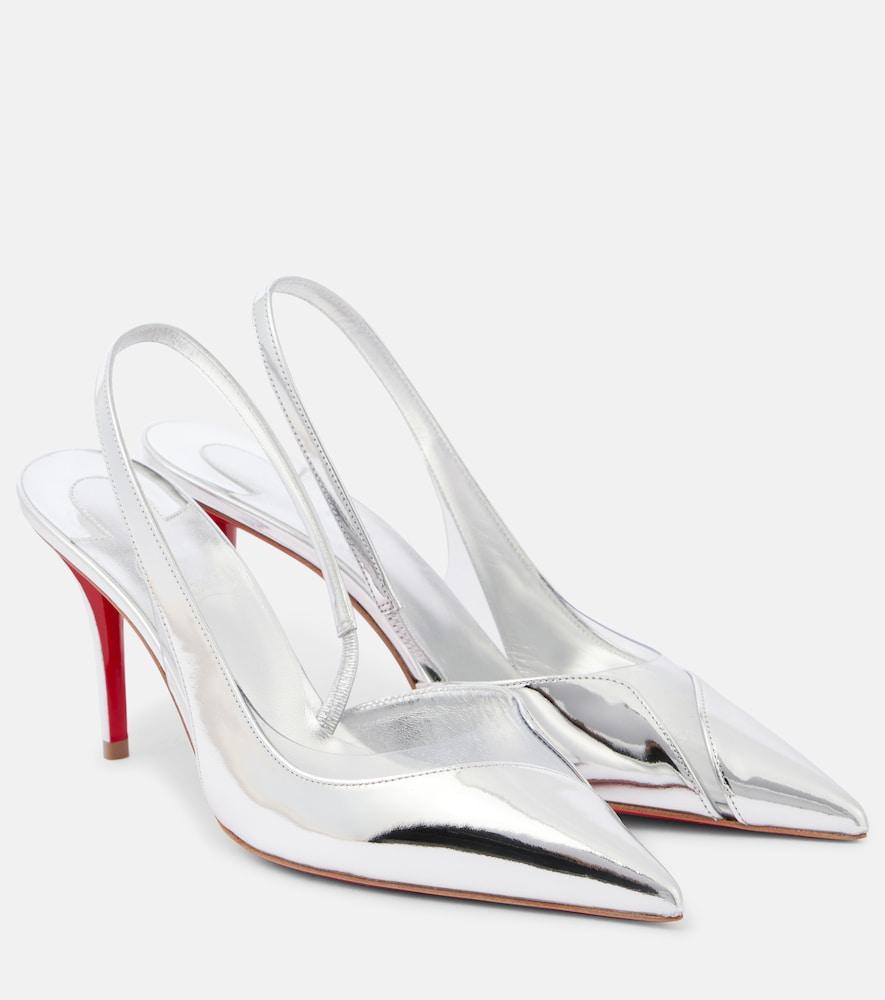 christian louboutin posticha 80 metallic leather slingback pumps