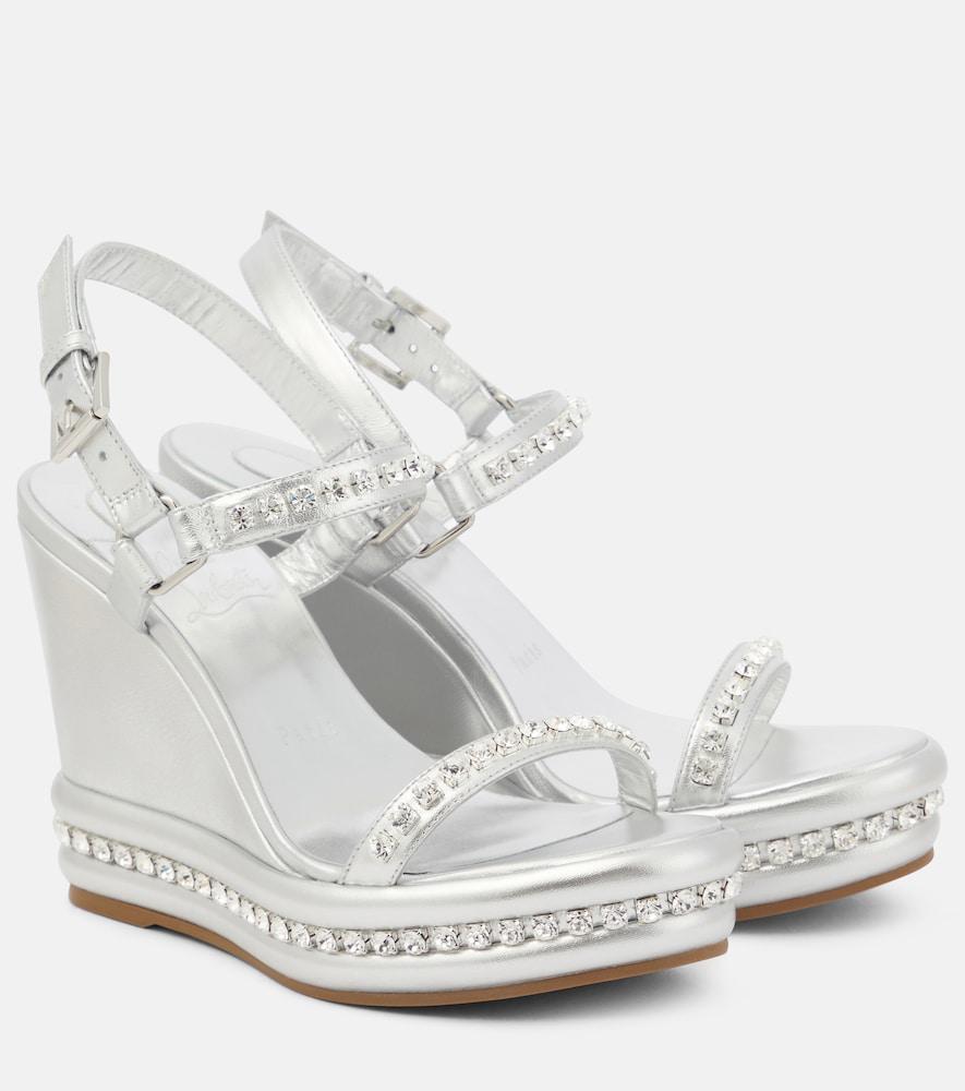 christian louboutin pyrastrass metallic leather wedge sandals
