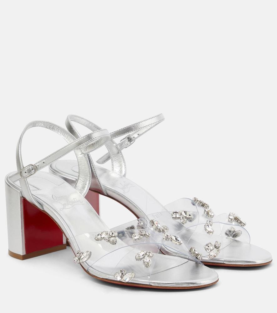 christian louboutin queenie pvc and metallic leather sandals