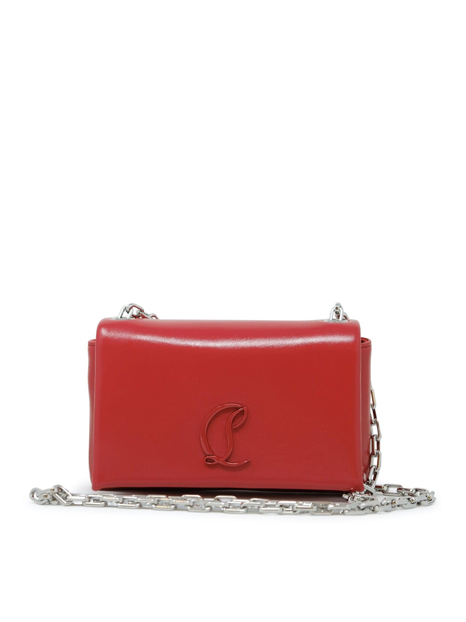 christian louboutin red leather loubi54 soft pouch bag