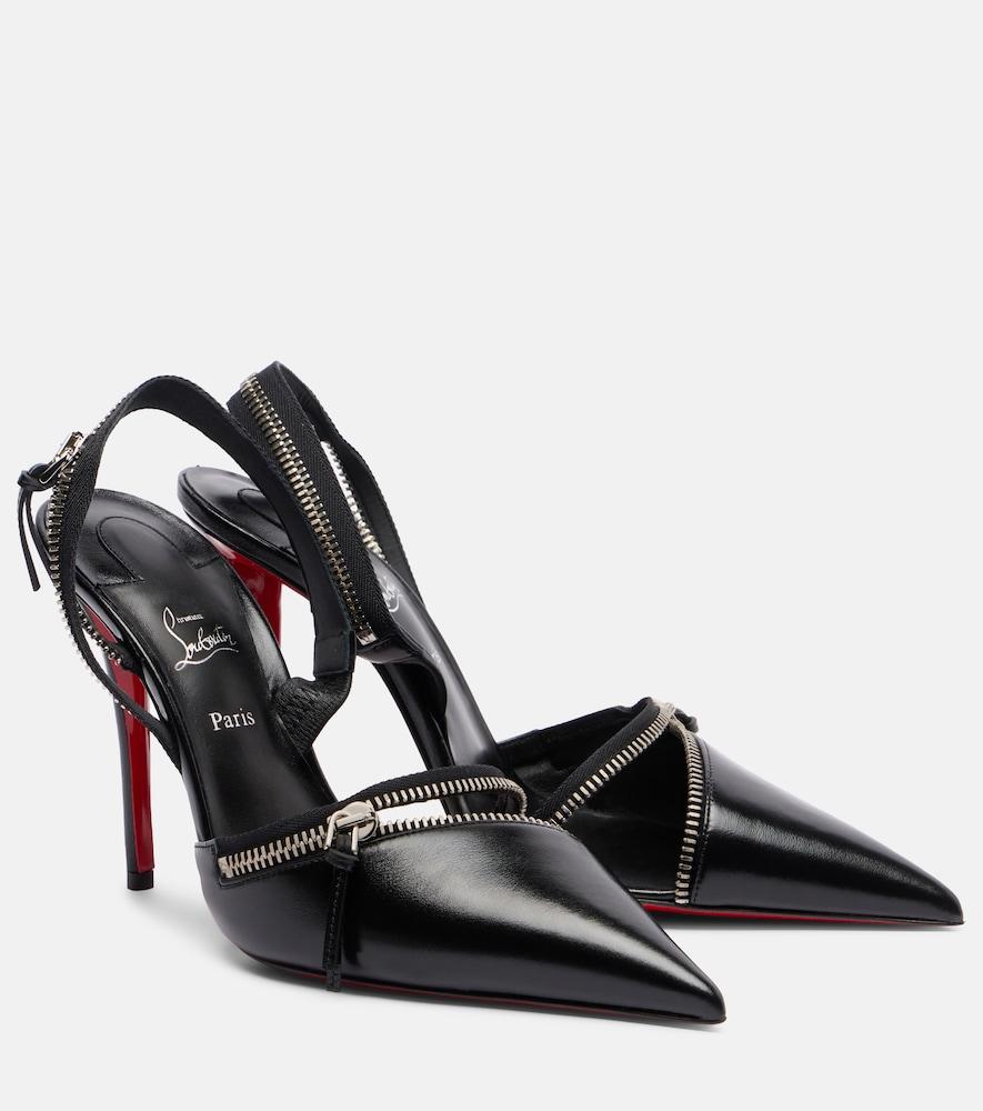 christian louboutin slingyzip 100 leather slingback pumps