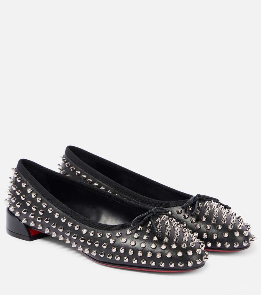 christian louboutin spiked leather ballet flats