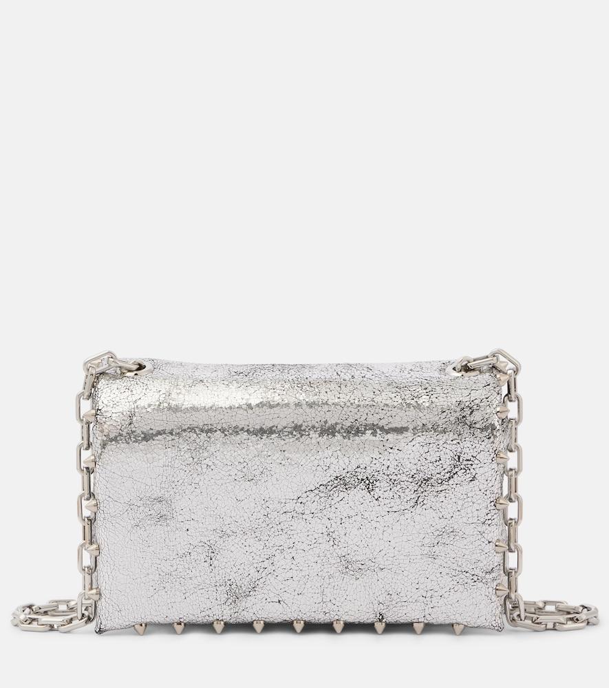 christian louboutin spiked metallic leather crossbody bag