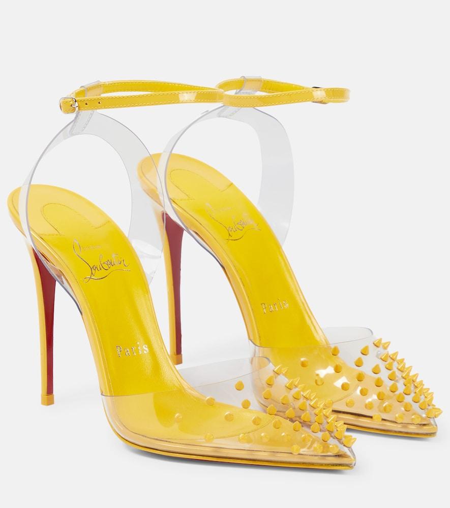 christian louboutin spikoo 100 pvc and leather pumps