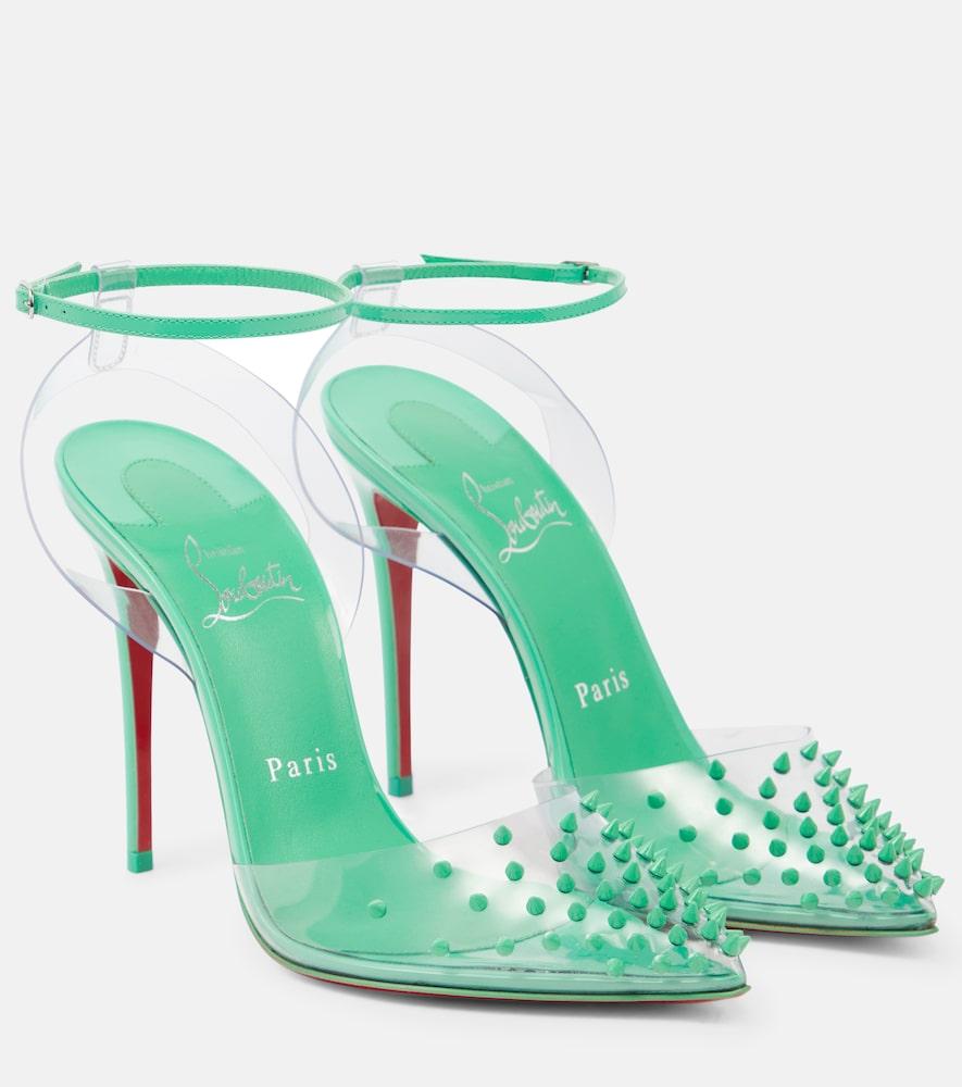 christian louboutin spikoo 100 pvc and leather pumps