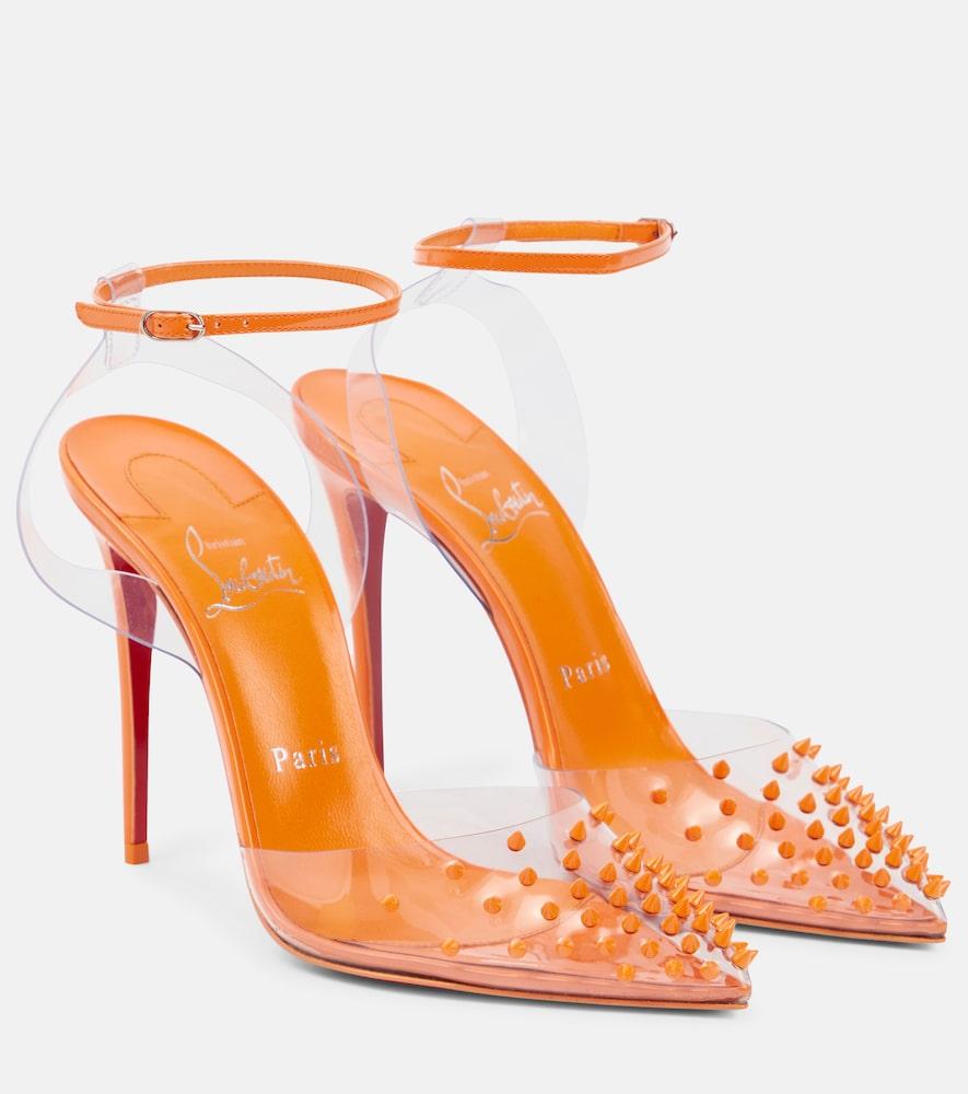 christian louboutin spikoo 100 pvc and leather pumps