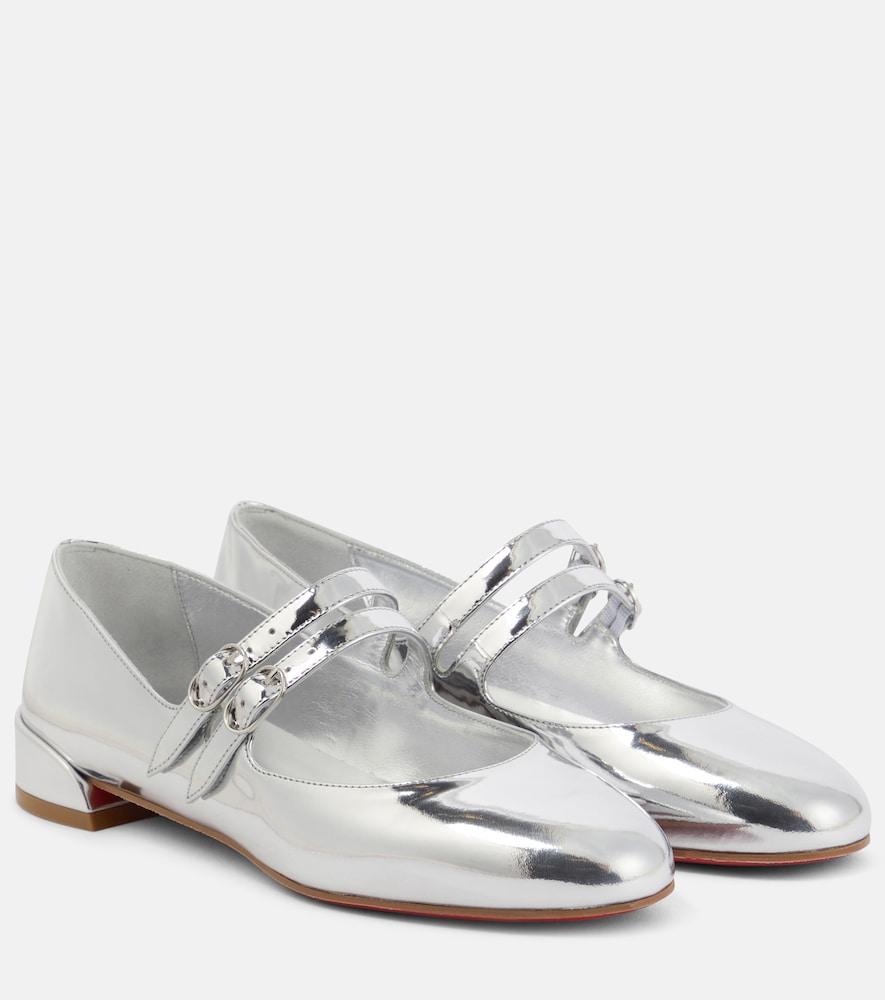 christian louboutin sweet jane metallic leather mary jane flats