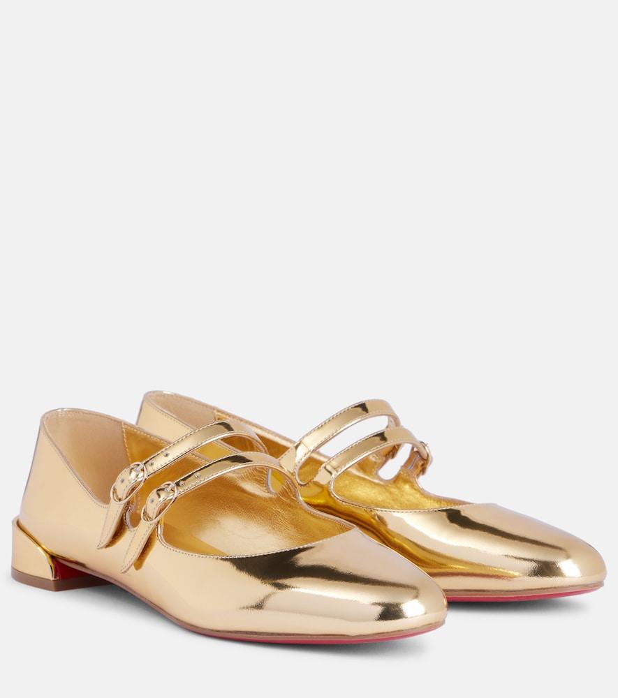 christian louboutin sweet jane mirrored leather mary jane flats