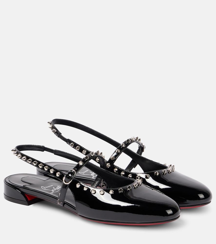 christian louboutin sweet janispikes patent leather slingback flats