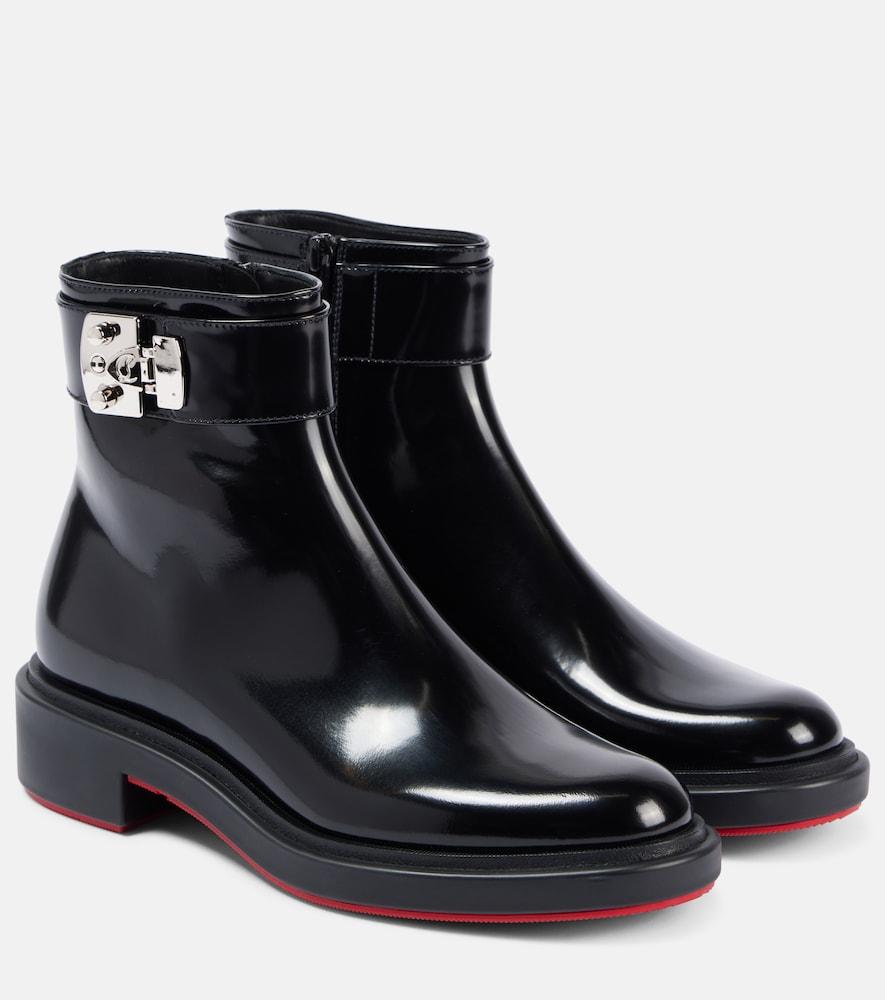 christian louboutin urban booty lock polished leather ankle boots