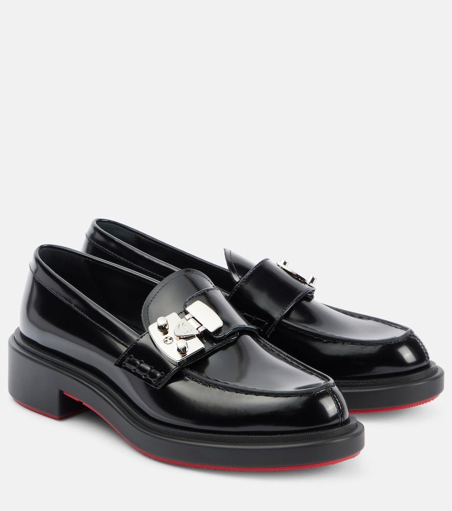 christian louboutin urban moc lock leather loafers