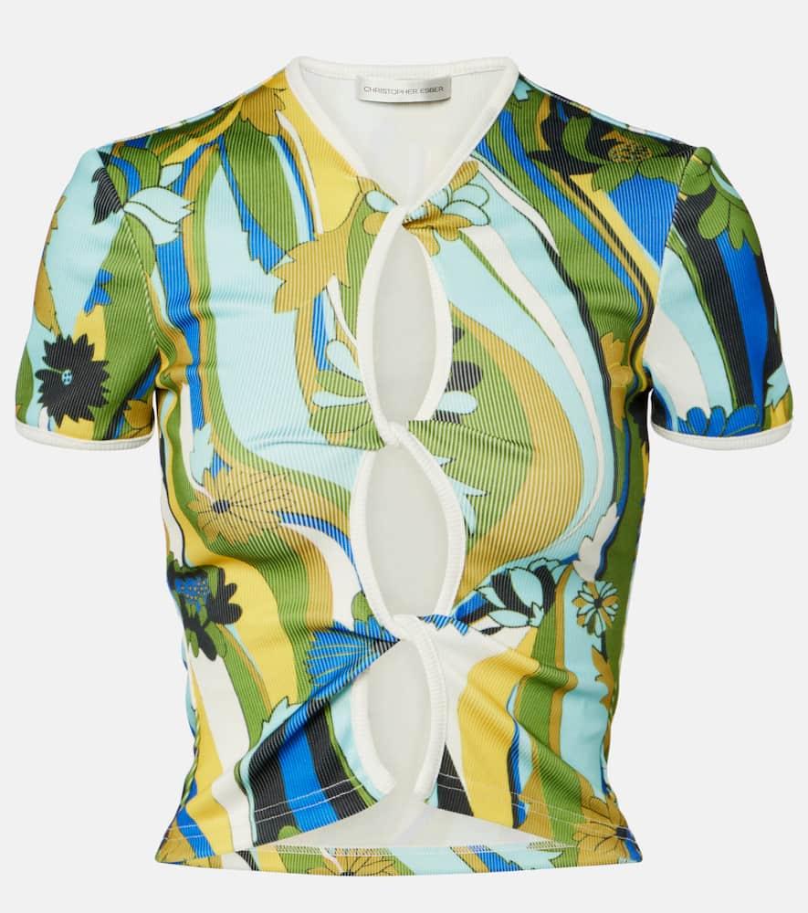 christopher esber acidic floral cropped t