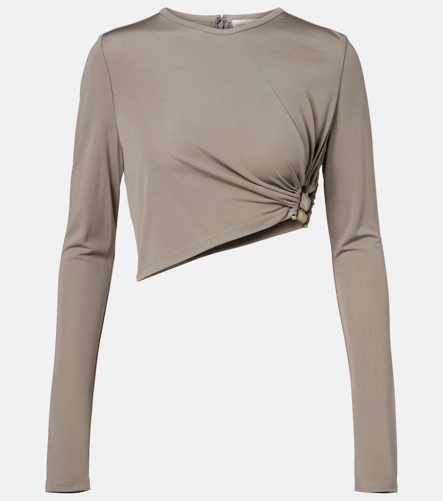christopher esber bezel quartz asymmetric jersey crop top