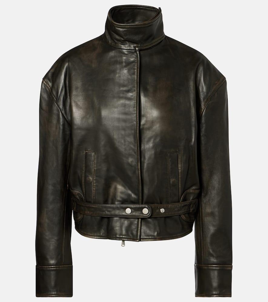christopher esber burnished eddie leather bomber jacket