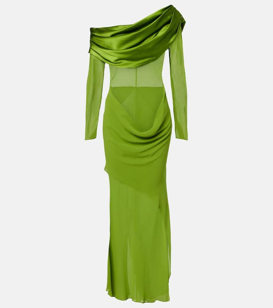 christopher esber draped sheer silk georgette gown