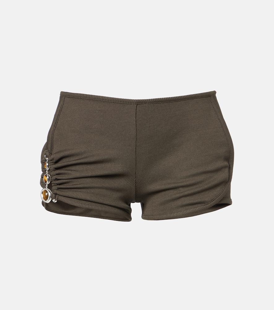 christopher esber droplet crystal embellished ruched shorts
