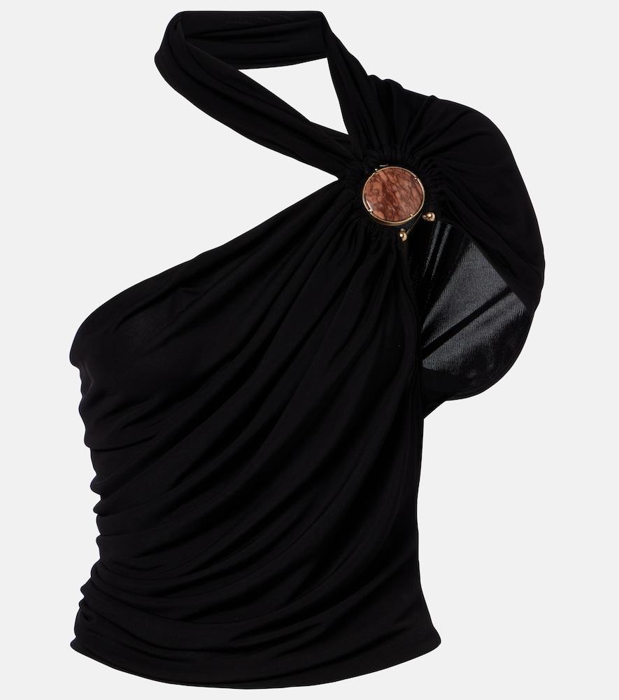 christopher esber embellished draped jersey top