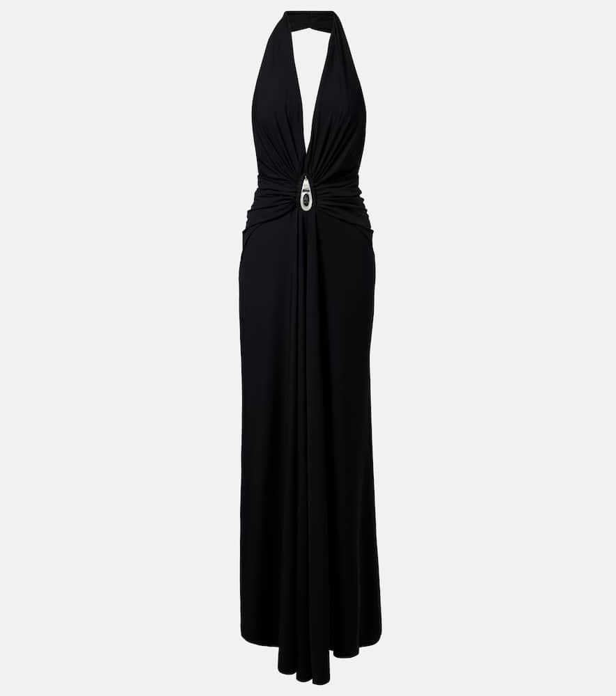 christopher esber embellished ruched jersey maxi dress