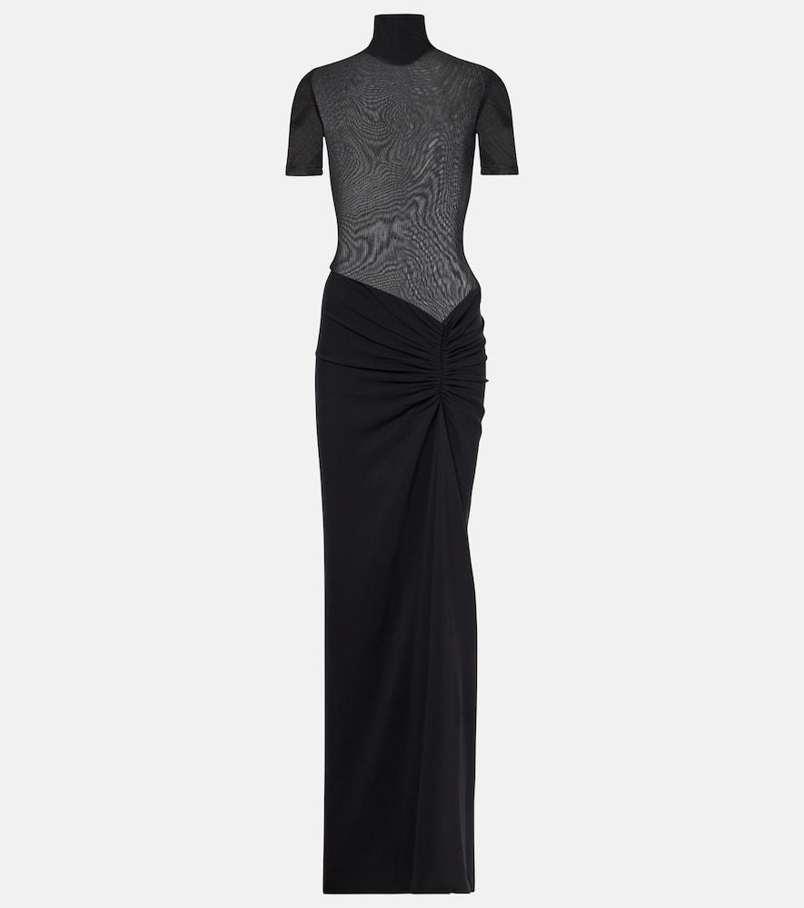 christopher esber fusion gathered jersey and crêpe maxi dress