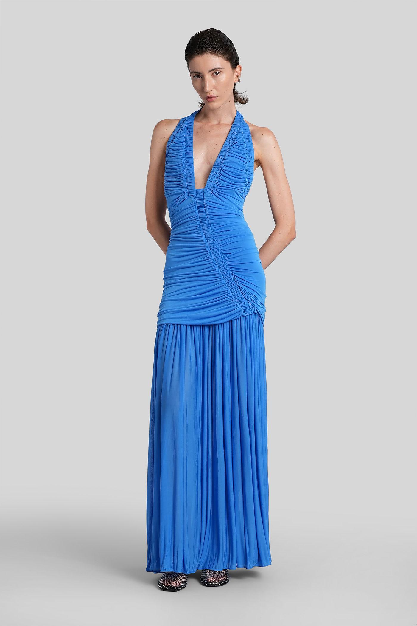christopher esber long dress in blue rayon