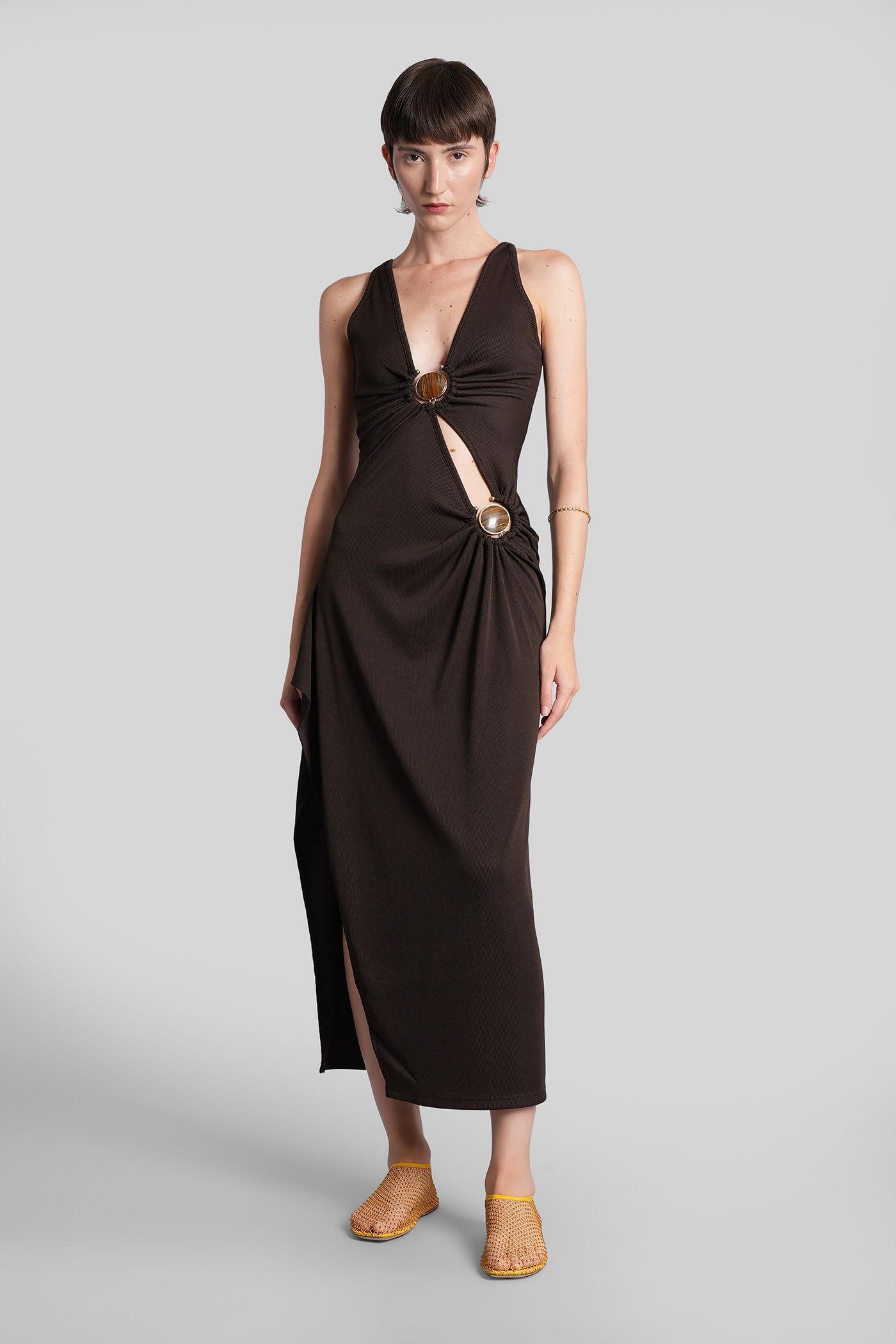 christopher esber long dress in brown polyester