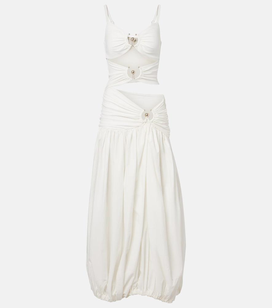 christopher esber orbit cutout ruched jersey maxi dress