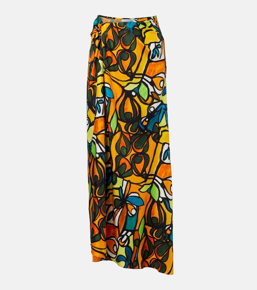christopher esber printed draped silk maxi skirt