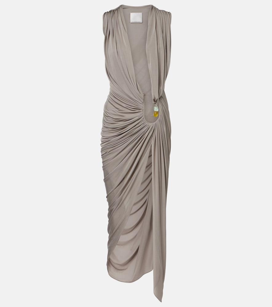 christopher esber ripple embellished draped jersey gown