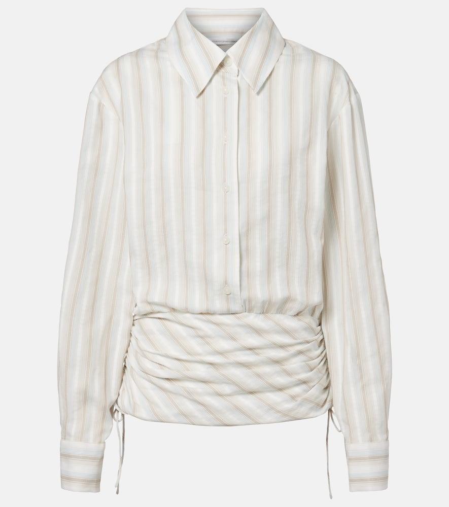 christopher esber ruched striped cotton minidress
