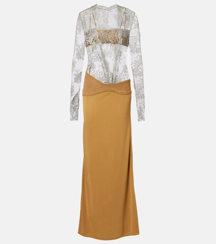 christopher esber sèpienne lace and suede gown