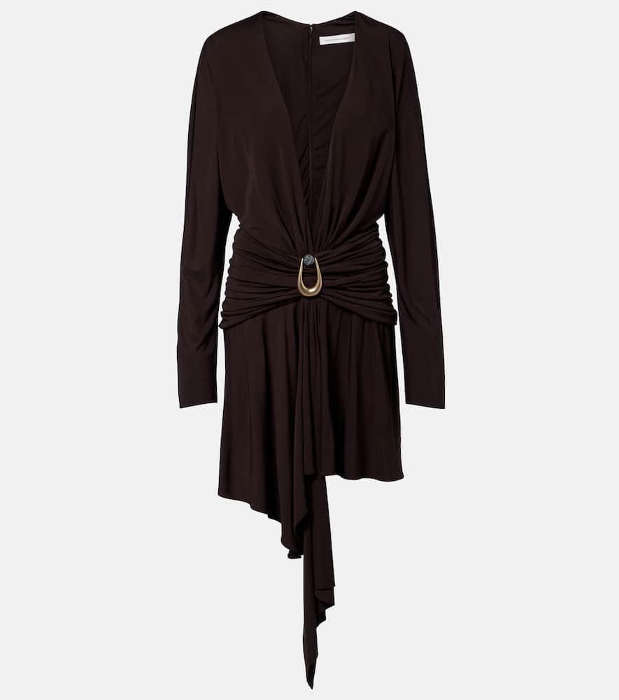 christopher esber stone pin draped jersey minidress