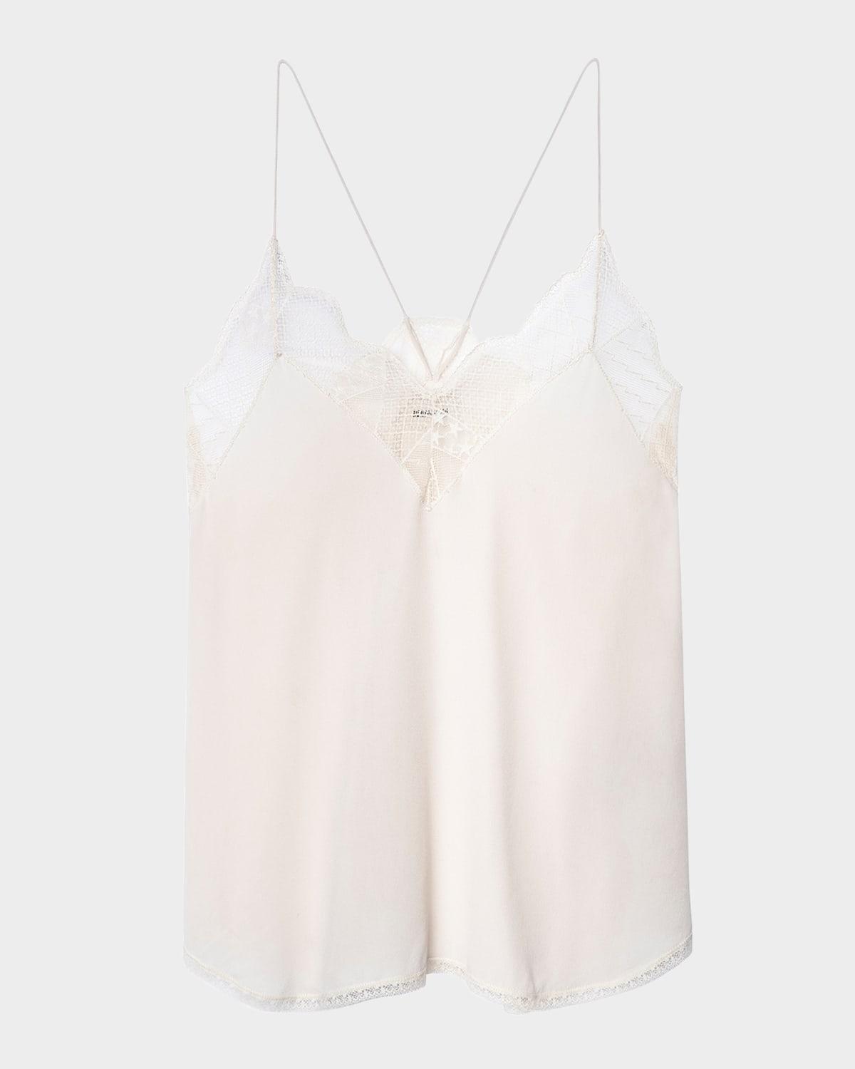 christy lace-trim crepe de chine cami