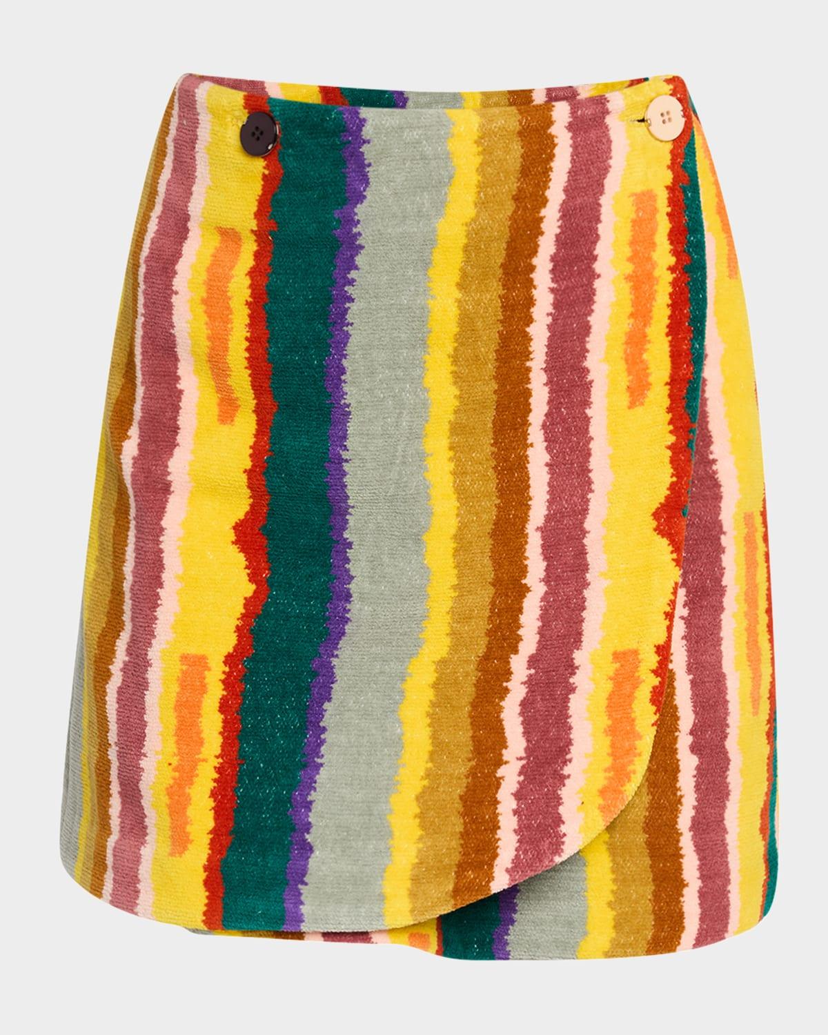 chromo striped mini wrap skirt
