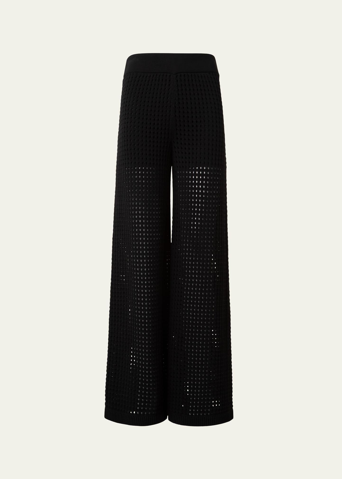 chunky cotton crochet knit straight-leg pants