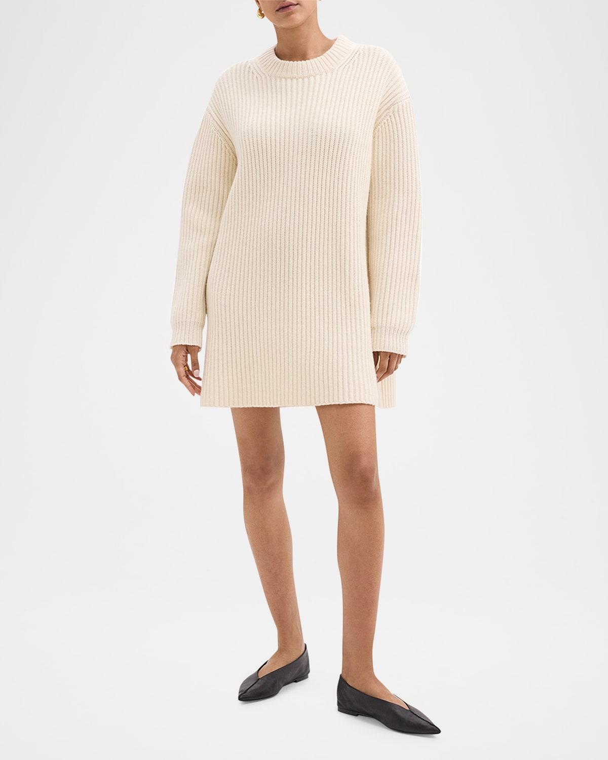 chunky oversized rib wool mini dress