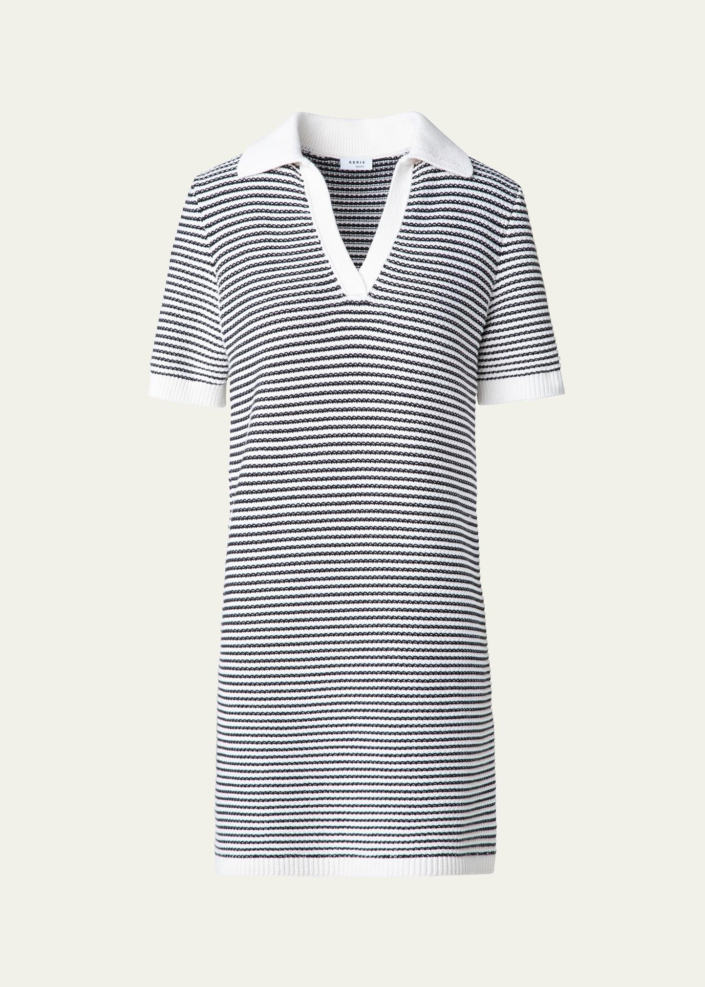 chunky tweed knit mini polo dress