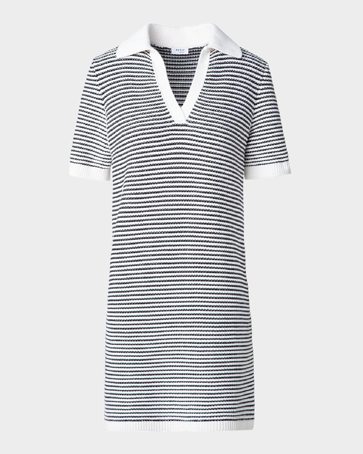 chunky tweed knit mini polo dress