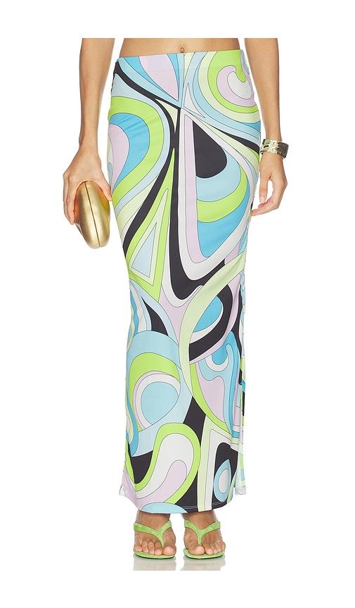 cin cin city maxi skirt in baby blue, green.