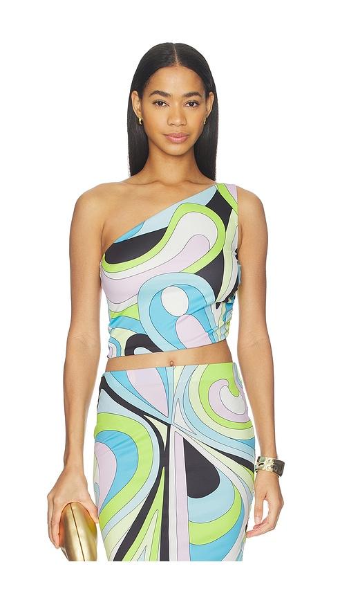 cin cin cleo cropped top in baby blue, green.