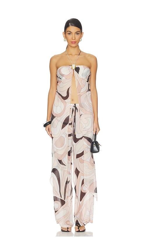 cin cin coral moonstone drape top in beige,blush.