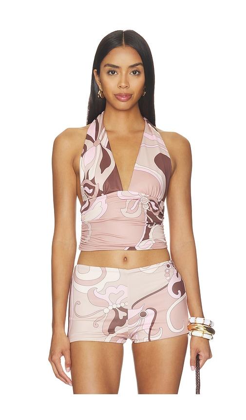 cin cin eleganza halter top in brown.
