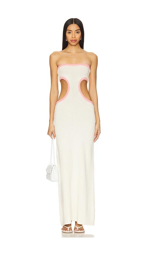 cin cin empire knit dress in white.