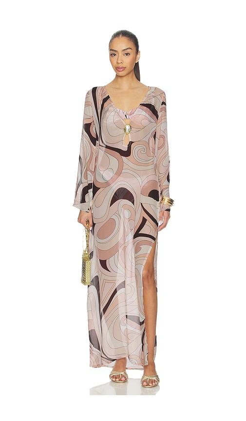 cin cin hotline moonstone maxi dress in blush,beige.