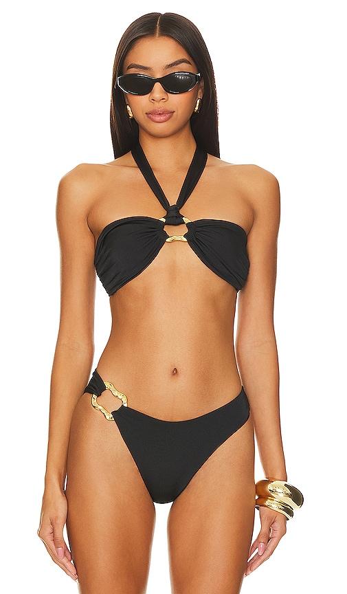 cin cin locket bandeau top in black.