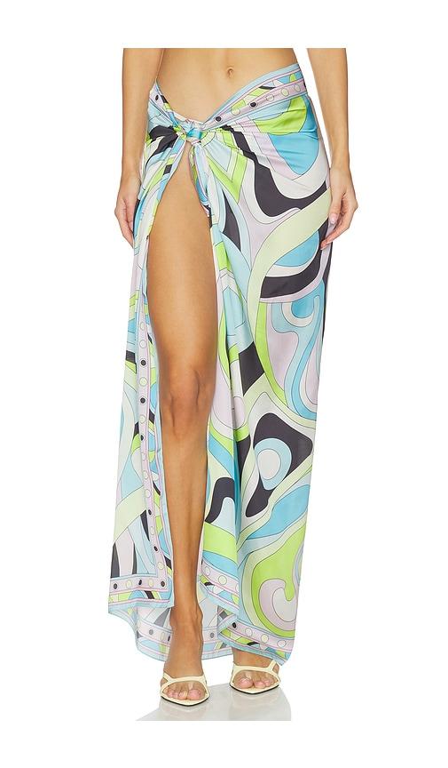 cin cin long scarf skirt in teal,green.