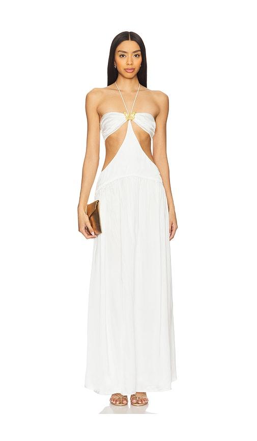 cin cin mila butterfly maxi dress in white.