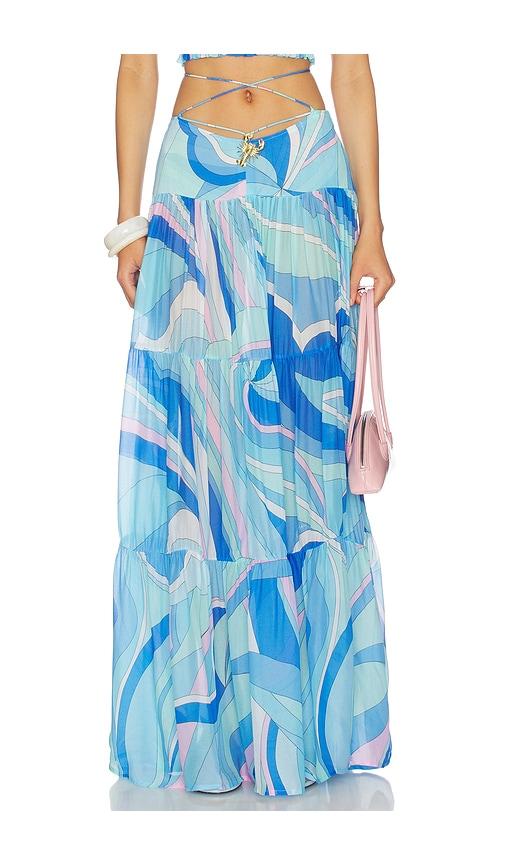 cin cin song lobster maxi skirt in blue.
