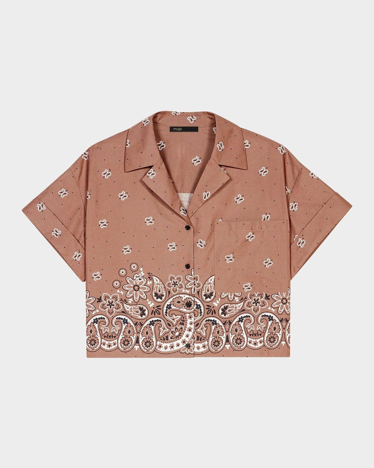 cinana cropped button-front shirt