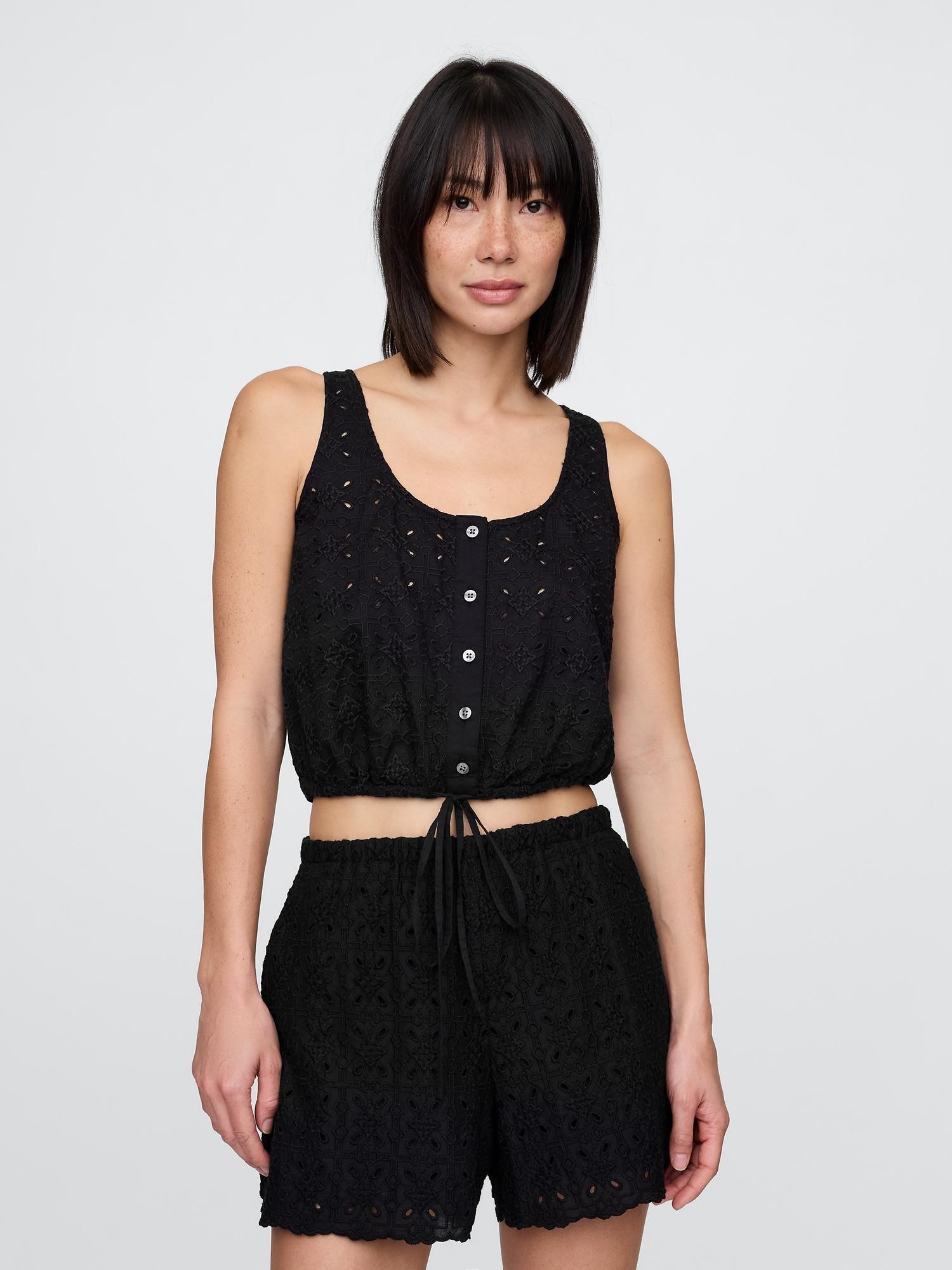 cinched-hem crop top
